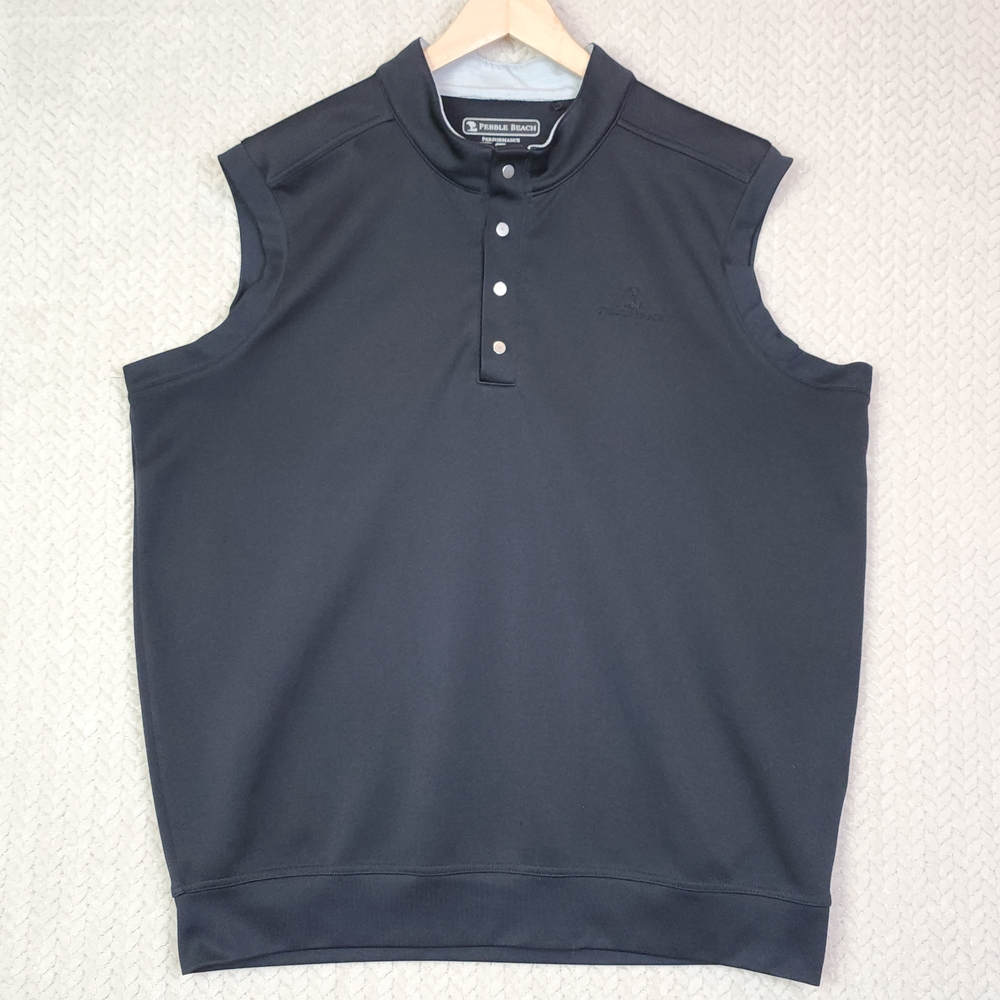 Pebble Beach Performance Black Button Vest Golf M… - image 1